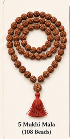 5 Mukhi Rudraksh Jaap Mala (108+1 Beads)